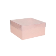 Darčeková krabica s priehľadným vekom 200x200x100 mm, ružová