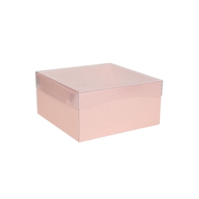 Darčeková krabica s priehľadným vekom 200x200x100 mm, ružová