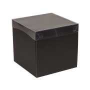 Darčeková krabica s priehľadným vekom 200x200x200 mm, čierna