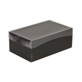 Darčeková krabica s priehľadným vekom 250x150x100 mm, čierna