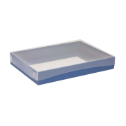 Darčeková krabica s priehľadným vekom 250x150x50/35 mm, modrá 2. jakost