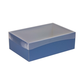 Darčeková krabica s priehľadným vekom 300x200x100/35 mm, modrá