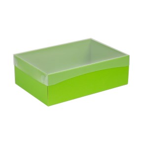 Darčeková krabica s priehľadným vekom 300x200x100/35 mm, zelená
