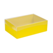 Darčeková krabica s priehľadným vekom 300x200x100/35 mm, žltá