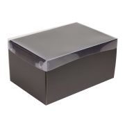 Darčeková krabica s priehľadným vekom 300x200x150/35 mm, čierna