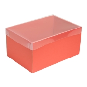 Darčeková krabica s priehľadným vekom 300x200x150/35 mm, koralová