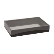 Darčeková krabica s priehľadným vekom 300x200x50/35 mm, čierna