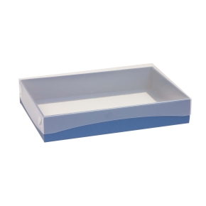 Darčeková krabica s priehľadným vekom 300x200x50/35 mm, modrá