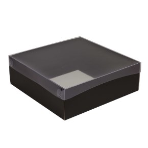 Darčeková krabica s priehľadným vekom 300x300x100/35 mm, čierna