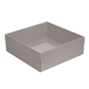 Darčeková krabica s priehľadným vekom 300x300x100/35 mm, sivá