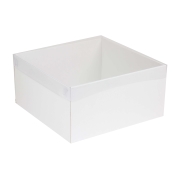 Darčeková krabica s priehľadným vekom 300x300x150/35 mm, biela