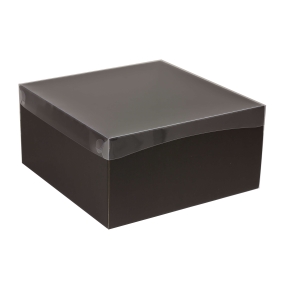 Darčeková krabica s priehľadným vekom 300x300x150/35 mm, čierna