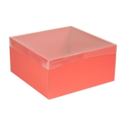 Darčeková krabica s priehľadným vekom 300x300x150/35 mm, koralová