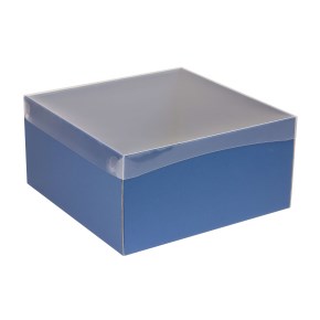 Darčeková krabica s priehľadným vekom 300x300x150/35 mm, modrá
