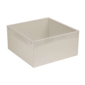 Darčeková krabica s priehľadným vekom 300x300x150/35 mm, sivá