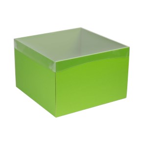 Darčeková krabica s priehľadným vekom 300x300x200/35 mm, zelená