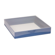 Darčeková krabica s priehľadným vekom 300x300x50/35 mm, modrá