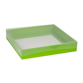 Darčeková krabica s priehľadným vekom 300x300x50/35 mm, zelená