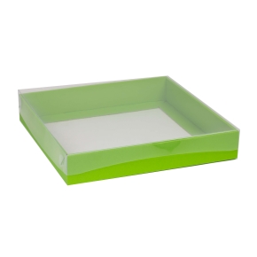 Darčeková krabica s priehľadným vekom 300x300x50/35 mm, zelená