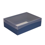 Darčeková krabica s priehľadným vekom 350x250x100/35 mm, modrá
