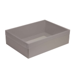 Darčeková krabica s priehľadným vekom 350x250x100/35 mm, sivá