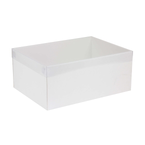 Darčeková krabica s priehľadným vekom 350x250x150/35 mm, biela