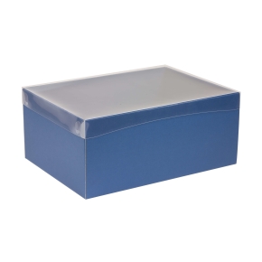 Darčeková krabica s priehľadným vekom 350x250x150/35 mm, modrá