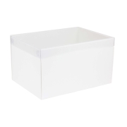 Darčeková krabica s priehľadným vekom 350x250x200/35 mm, biela