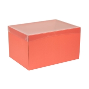 Darčeková krabica s priehľadným vekom 350x250x200/35 mm, koralová