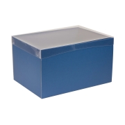Darčeková krabica s priehľadným vekom 350x250x200/35 mm, modrá