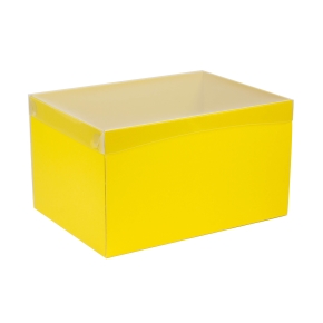 Darčeková krabica s priehľadným vekom 350x250x200/35 mm, žltá