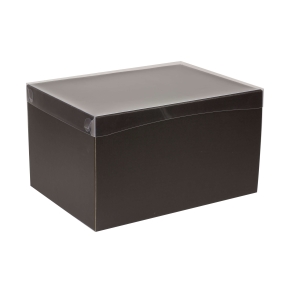 Darčeková krabica s priehľadným vekom 350x250x200 mm, čierna