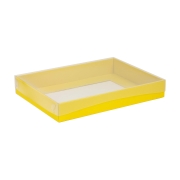 Darčeková krabica s priehľadným vekom 350x250x50/35 mm, žltá