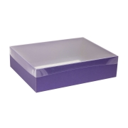Darčeková krabica s priehľadným vekom 400x300x100/35 mm, fialová