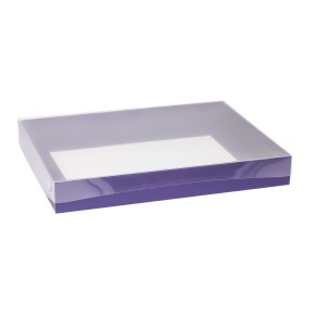 Darčeková krabica s priehľadným vekom 400x300x50/35 mm, fialová
