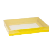 Darčeková krabica s priehľadným vekom 400x300x50/35 mm, žltá