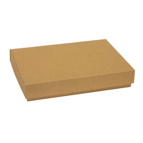 Darčeková krabica s vekom 300x200x50/40 mm, hnedá - kraft