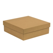 Darčeková krabica s vekom 300x300x100/40 mm, hnedá - kraft