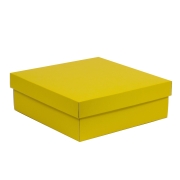 Darčeková krabica s vekom 300x300x100/40 mm, žltá