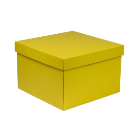Darčeková krabica s vekom 300x300x200/40 mm, žltá