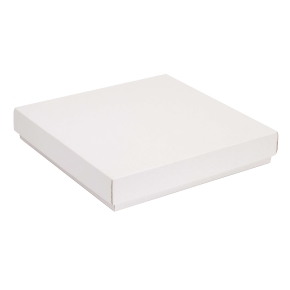 Darčeková krabica s vekom 300x300x50/40 mm, biela