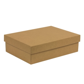 Darčeková krabica s vekom 350x250x100/40 mm, hnedá - kraft