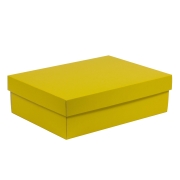 Darčeková krabica s vekom 350x250x100/40 mm, žltá