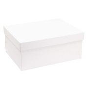 Darčeková krabica s vekom 350x250x150/40 mm, biela