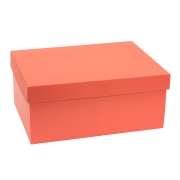 Darčeková krabica s vekom 350x250x150/40 mm, koralová