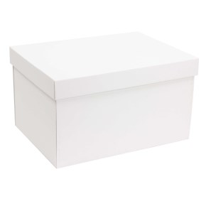 Darčeková krabica s vekom 350x250x200/40 mm, biela