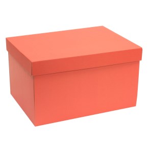 Darčeková krabica s vekom 350x250x200/40 mm, koralová
