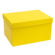 Darčeková krabica s vekom 350x250x200/40 mm, žltá