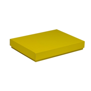 Darčeková krabica s vekom 350x250x50/40 mm, žltá