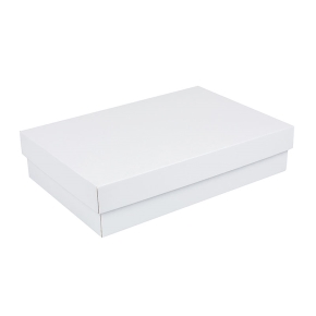 Darčeková krabica s vekom 355x250x80/35 mm, bielo/biela